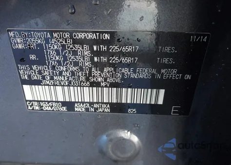 2015 Toyota Rav4 Le из США, поврежденный, VIN JTMZFREV0FJ031668